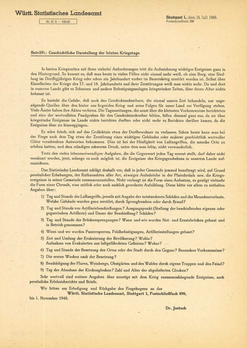 Fragebogen von 1948
